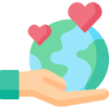 Hand holding the Earth graphic